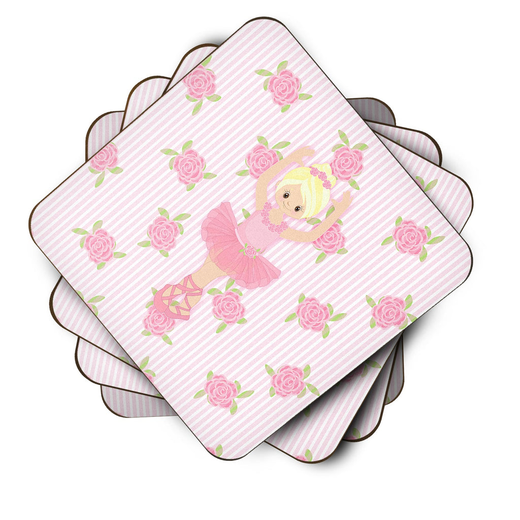 Ballerina Blonde Front Pose Foam Coasters Set of 4 Cup Coasters for Indoor Outdoor, Tabletop Protection, Anti Slip, Mouse pad Material