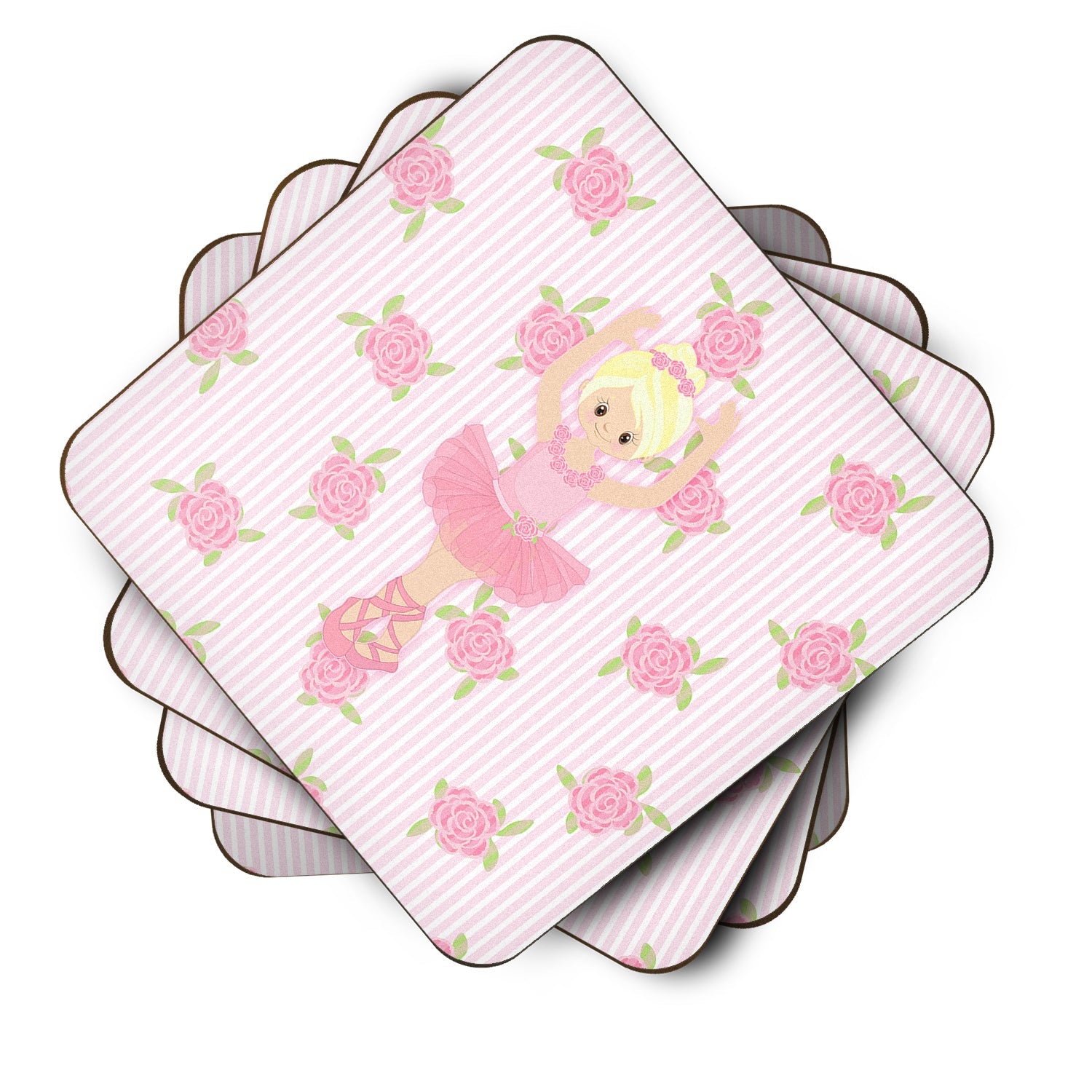 Ballerina Blonde Front Pose Foam Coasters Set of 4 Cup Coasters for Indoor Outdoor, Tabletop Protection, Anti Slip, Mouse pad Material