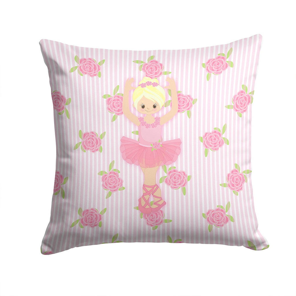Ballerina Blonde Front Pose Decorative Throw Pillow 14x14 Indoor Outdoor Accent Cushion, Fabric Cover with Insert for Sofa, Bed, Porch & Living Room