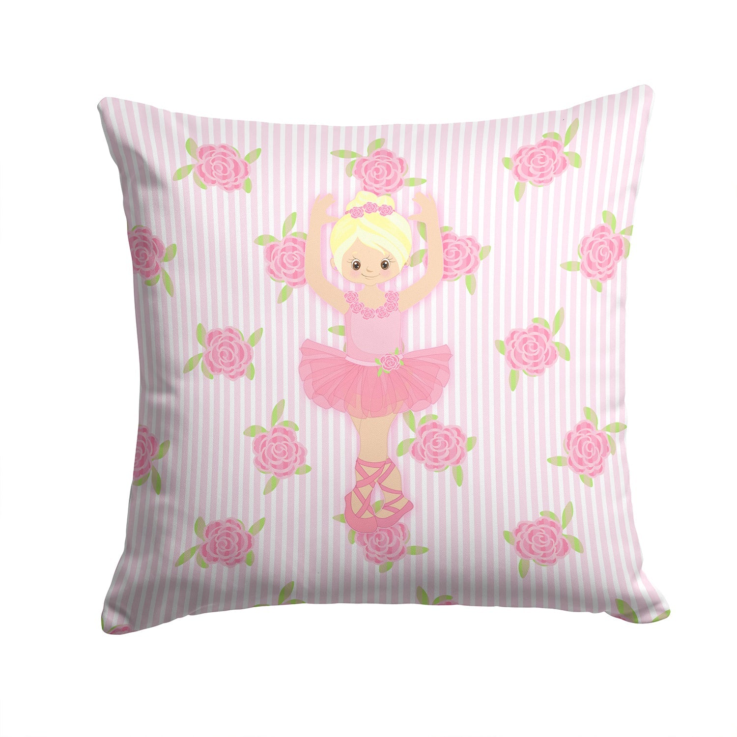 Ballerina Blonde Front Pose Decorative Throw Pillow 14x14 Indoor Outdoor Accent Cushion, Fabric Cover with Insert for Sofa, Bed, Porch & Living Room