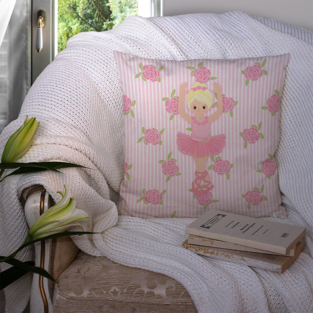 Ballerina Blonde Front Pose Decorative Throw Pillow 14x14 Indoor Outdoor Accent Cushion, Fabric Cover with Insert for Sofa, Bed, Porch & Living Room