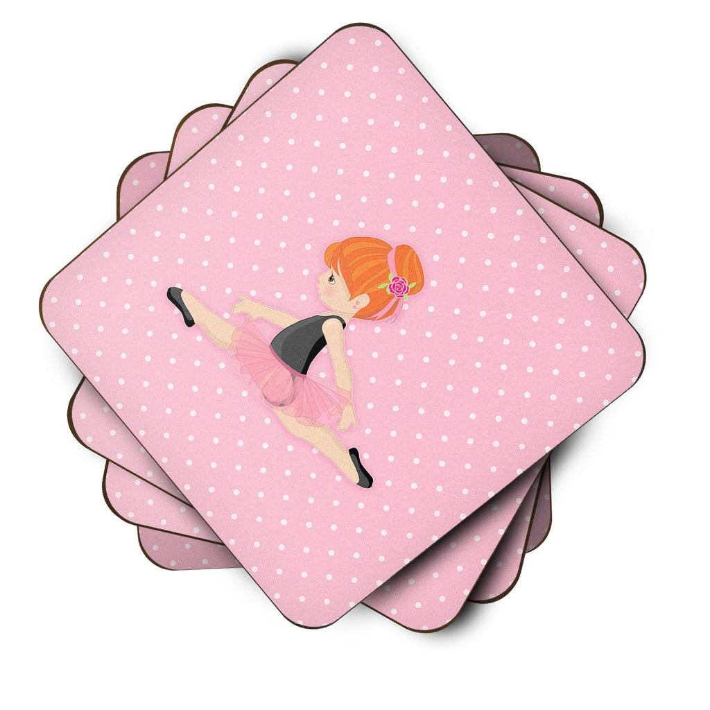 Ballerina Red Head Jete Foam Coasters Set of 4 Cup Coasters for Indoor Outdoor, Tabletop Protection, Anti Slip, Mouse pad Material