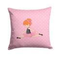 Ballerina Red Head Jete Decorative Throw Pillow 14x14 Indoor Outdoor Accent Cushion, Fabric Cover with Insert for Sofa, Bed, Porch & Living Room