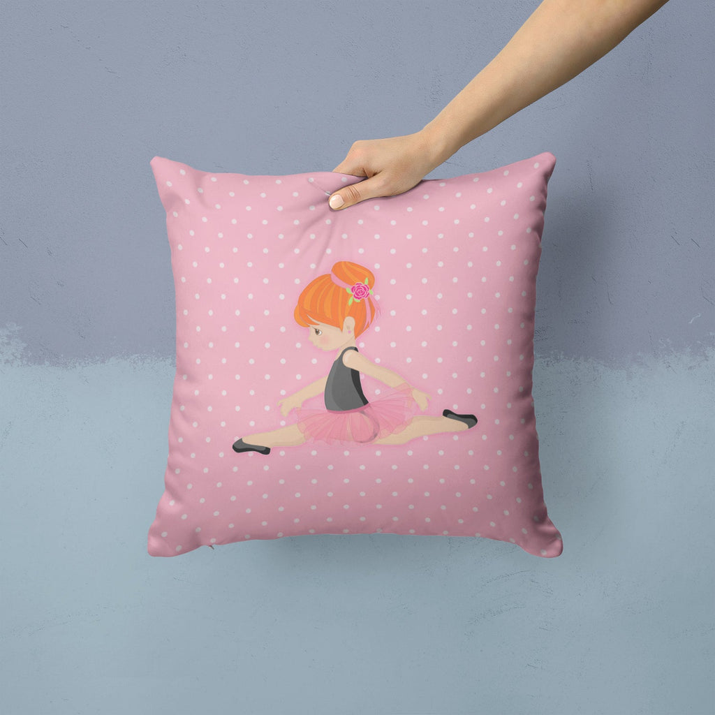Ballerina Red Head Jete Decorative Throw Pillow 14x14 Indoor Outdoor Accent Cushion, Fabric Cover with Insert for Sofa, Bed, Porch & Living Room