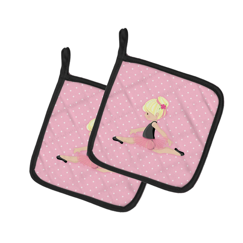 Ballerina Blonde Jete Pot Holder Set of 2 Heat Resistant Quilted Hot Pads 7.5 x 7.5 Inch, Insulated Kitchen Trivets for Cooking & Baking