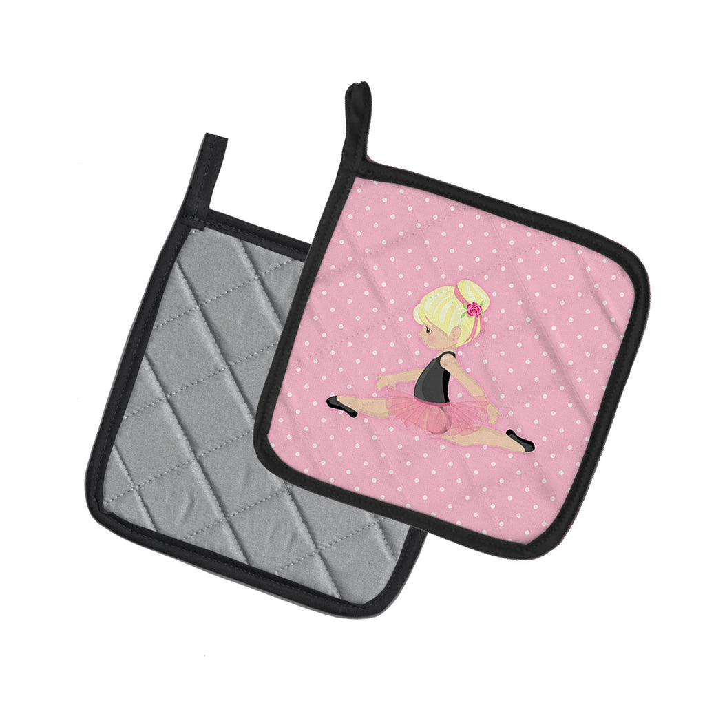 Ballerina Blonde Jete Pot Holder Set of 2 Heat Resistant Quilted Hot Pads 7.5 x 7.5 Inch, Insulated Kitchen Trivets for Cooking & Baking