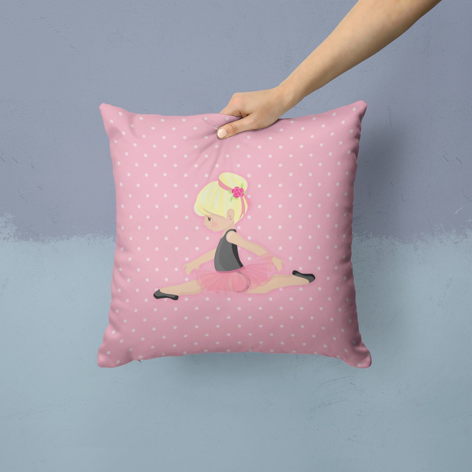 Ballerina Blonde Jete Decorative Throw Pillow 14x14 Indoor Outdoor Accent Cushion, Fabric Cover with Insert for Sofa, Bed, Porch & Living Room