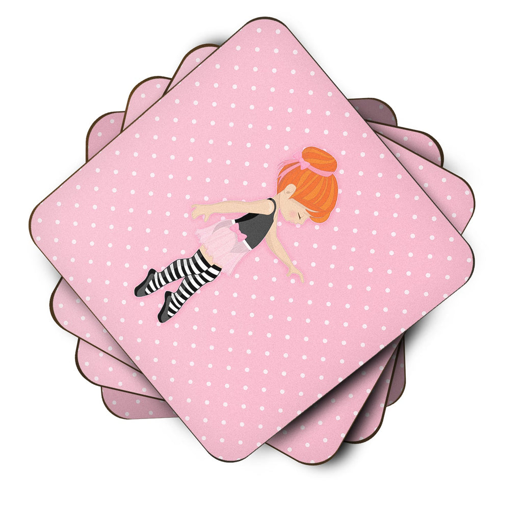 Ballerina Red Head Releve Foam Coasters Set of 4 Cup Coasters for Indoor Outdoor, Tabletop Protection, Anti Slip, Mouse pad Material