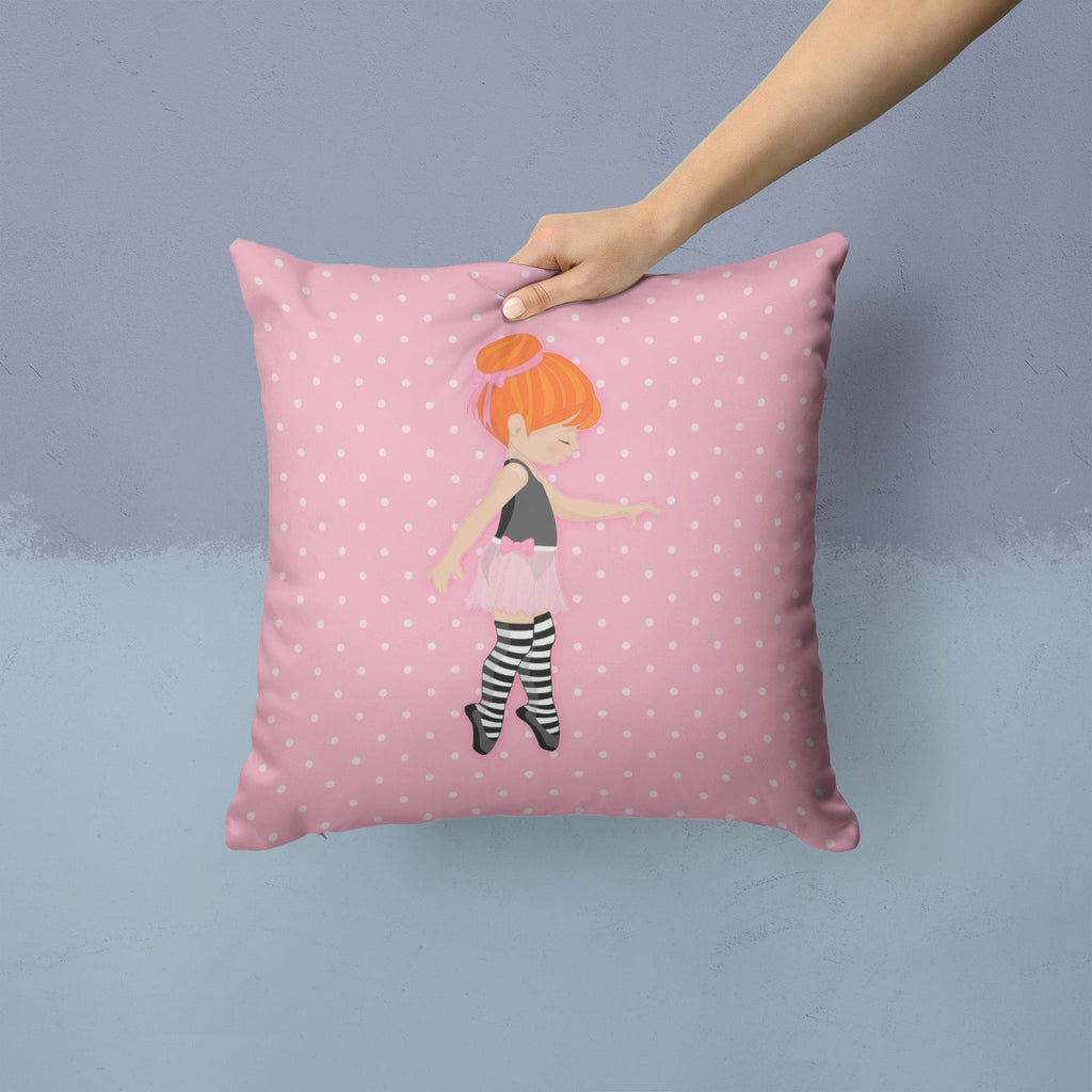 Ballerina Red Head Releve Decorative Throw Pillow 14x14 Indoor Outdoor Accent Cushion, Fabric Cover with Insert for Sofa, Bed, Porch & Living Room