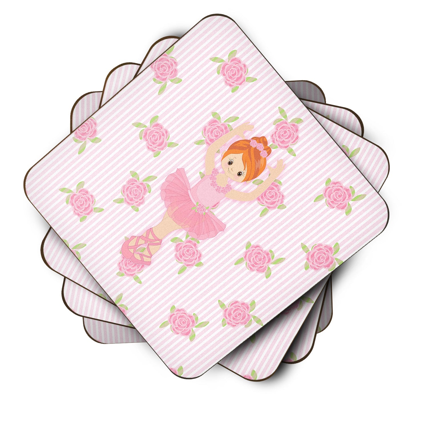Ballerina Red Front Pose Foam Coasters Set of 4 Cup Coasters for Indoor Outdoor, Tabletop Protection, Anti Slip, Mouse pad Material