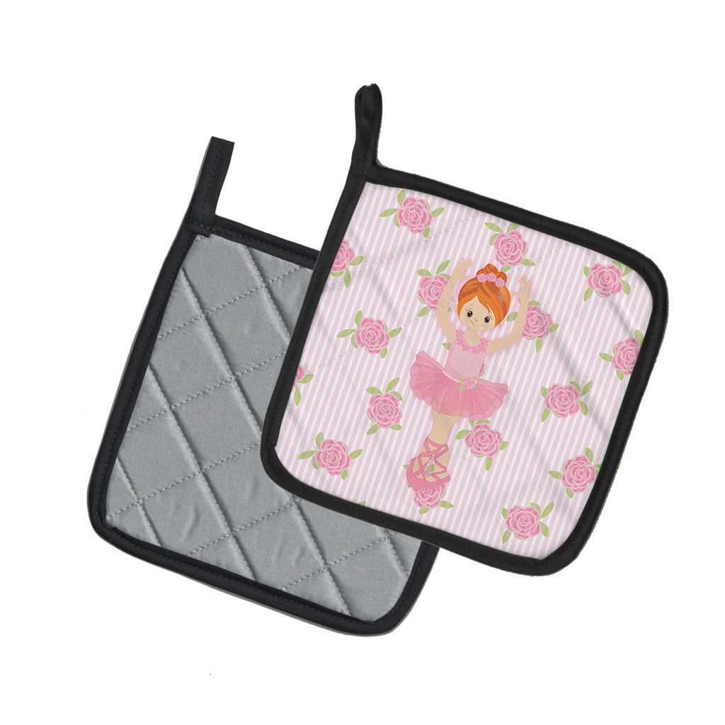 Ballerina Red Front Pose Pot Holder Set of 2 Heat Resistant Quilted Hot Pads 7.5 x 7.5 Inch, Insulated Kitchen Trivets for Cooking & Baking