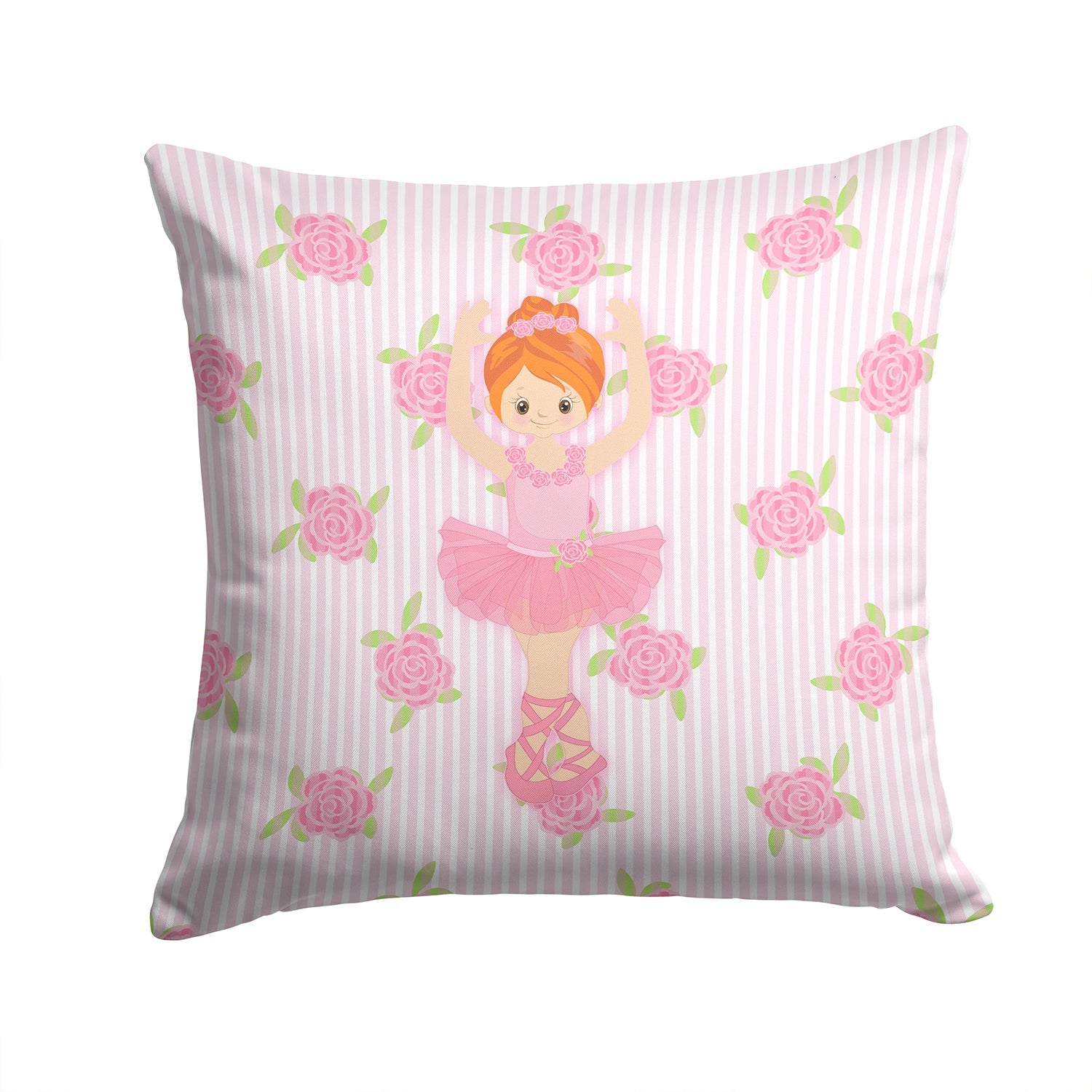 Ballerina Red Front Pose Decorative Throw Pillow 14x14 Indoor Outdoor Accent Cushion, Fabric Cover with Insert for Sofa, Bed, Porch & Living Room