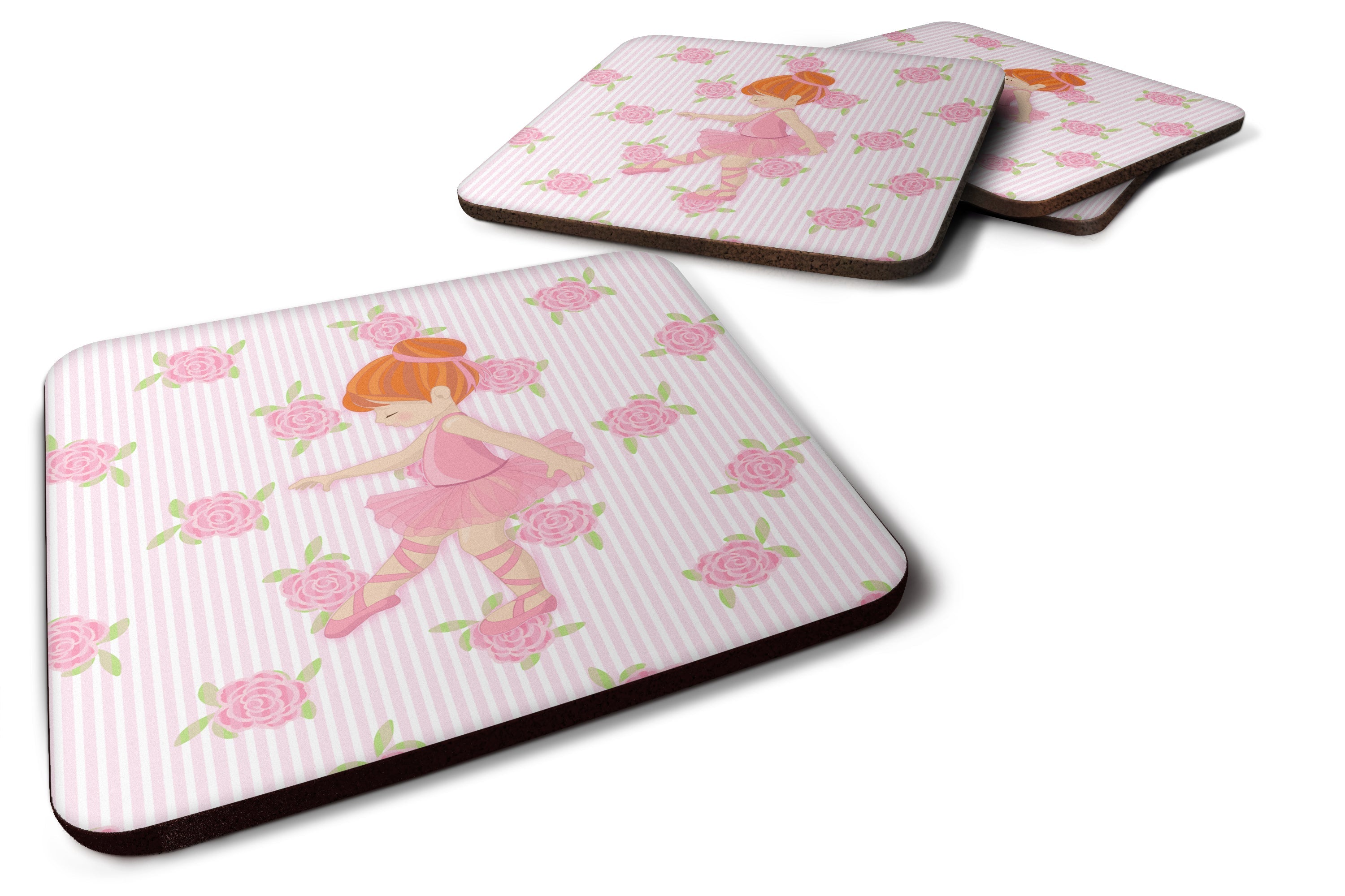 Ballerina Red Head Point Foam Coasters Set of 4 Cup Coasters for Indoor Outdoor, Tabletop Protection, Anti Slip, Mouse pad Material