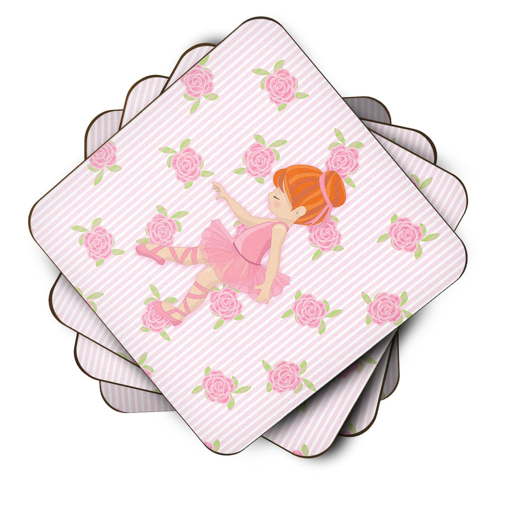 Ballerina Red Head Point Foam Coasters Set of 4 Cup Coasters for Indoor Outdoor, Tabletop Protection, Anti Slip, Mouse pad Material