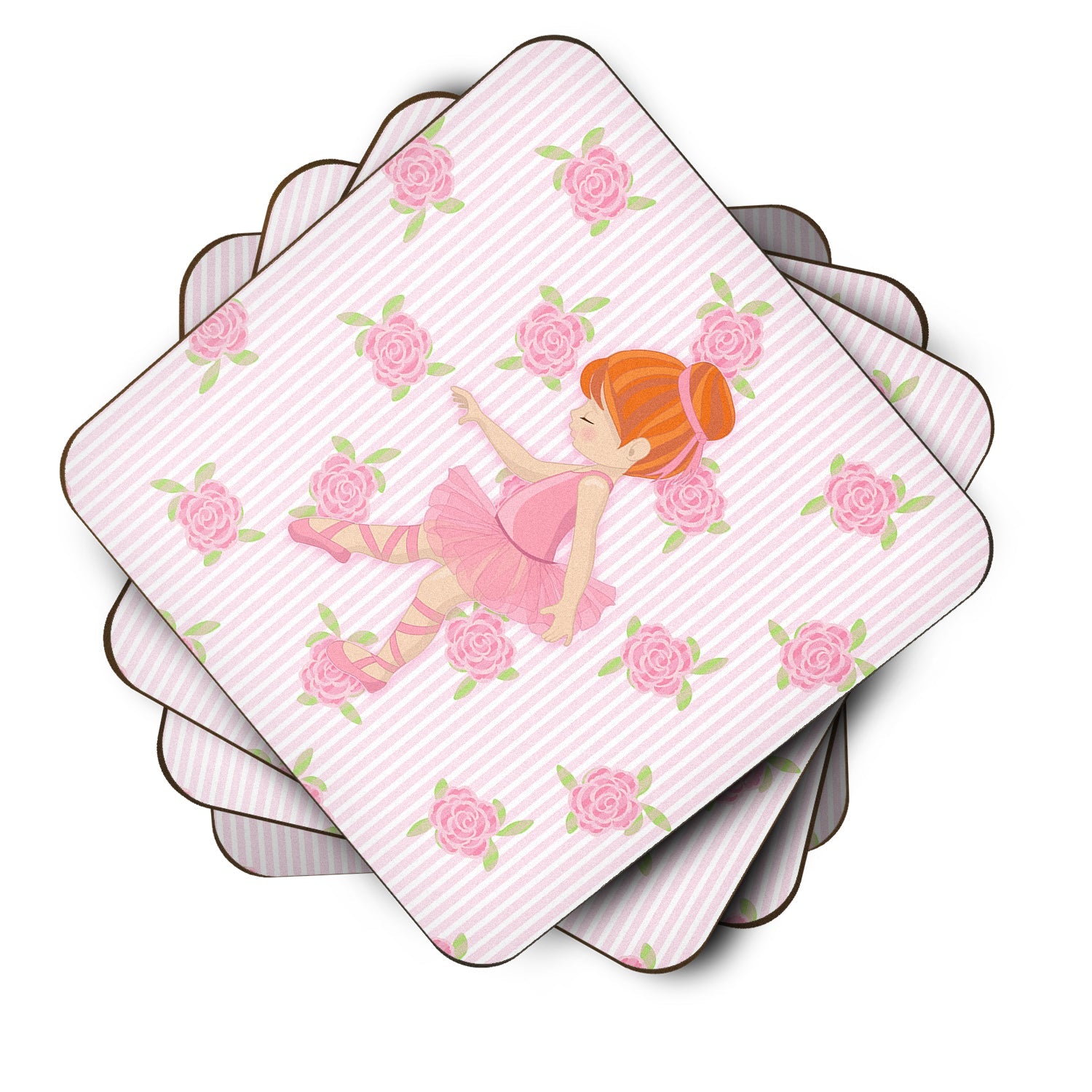 Ballerina Red Head Point Foam Coasters Set of 4 Cup Coasters for Indoor Outdoor, Tabletop Protection, Anti Slip, Mouse pad Material
