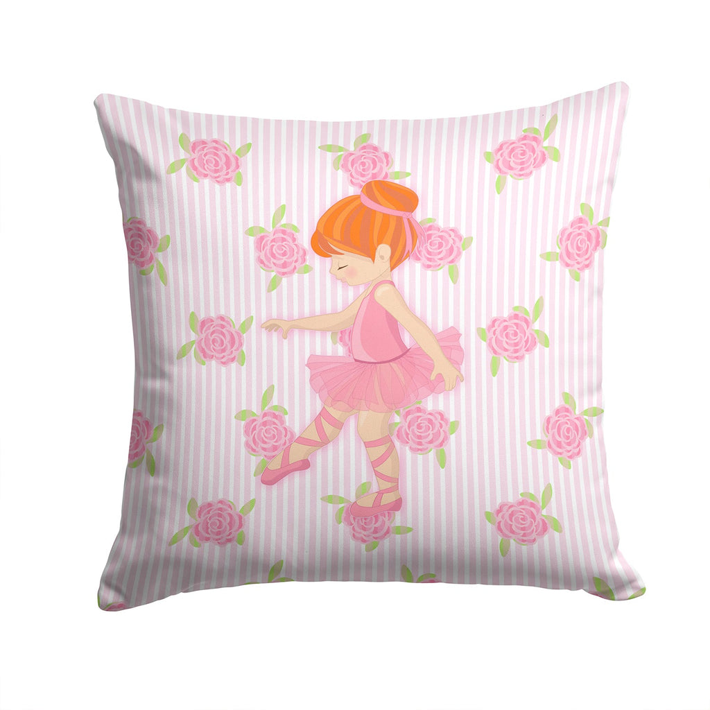 Ballerina Red Head Point Decorative Throw Pillow 14x14 Indoor Outdoor Accent Cushion, Fabric Cover with Insert for Sofa, Bed, Porch & Living Room