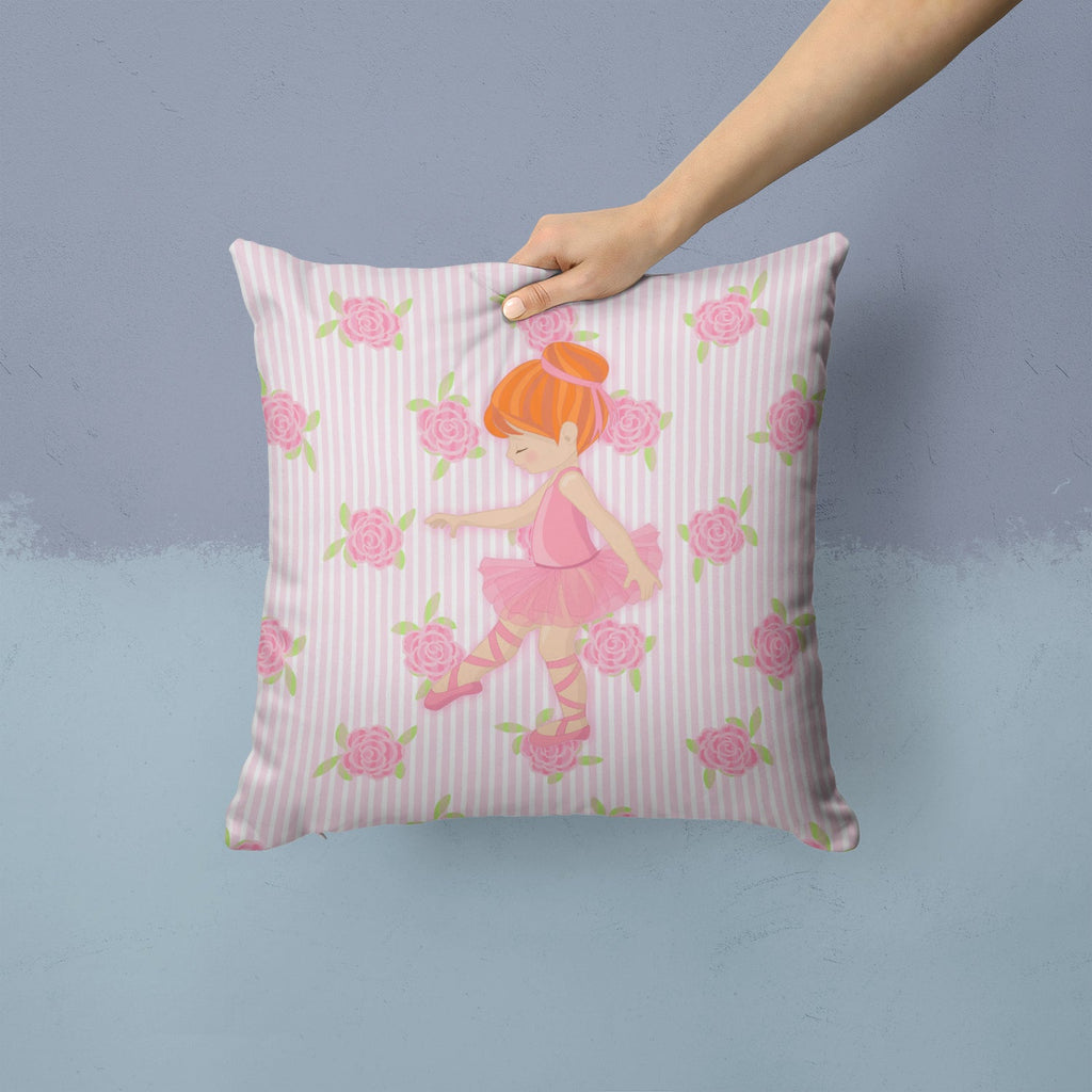 Ballerina Red Head Point Decorative Throw Pillow 14x14 Indoor Outdoor Accent Cushion, Fabric Cover with Insert for Sofa, Bed, Porch & Living Room