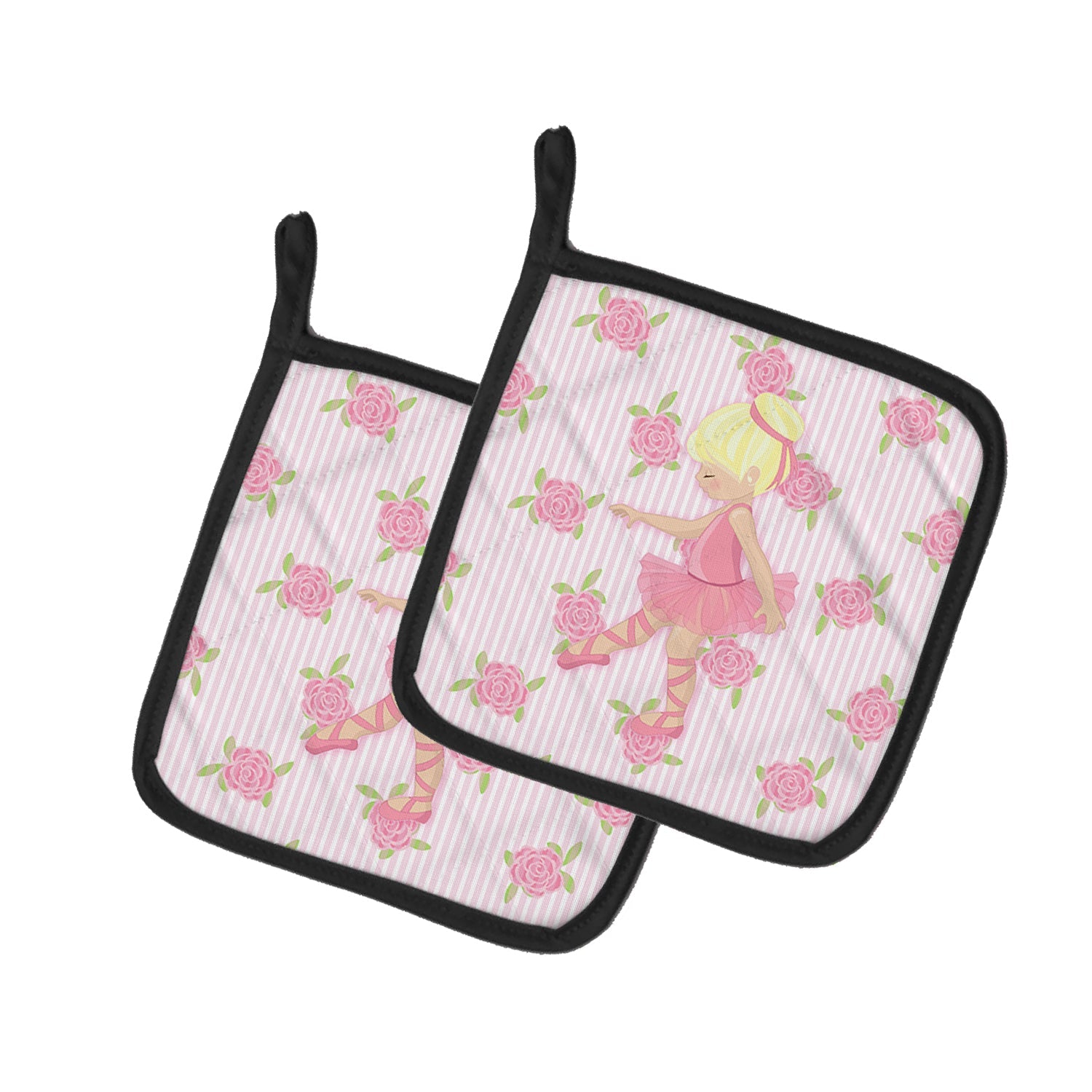 Ballerina Blonde Point Pot Holder Set of 2 Heat Resistant Quilted Hot Pads 7.5 x 7.5 Inch, Insulated Kitchen Trivets for Cooking & Baking