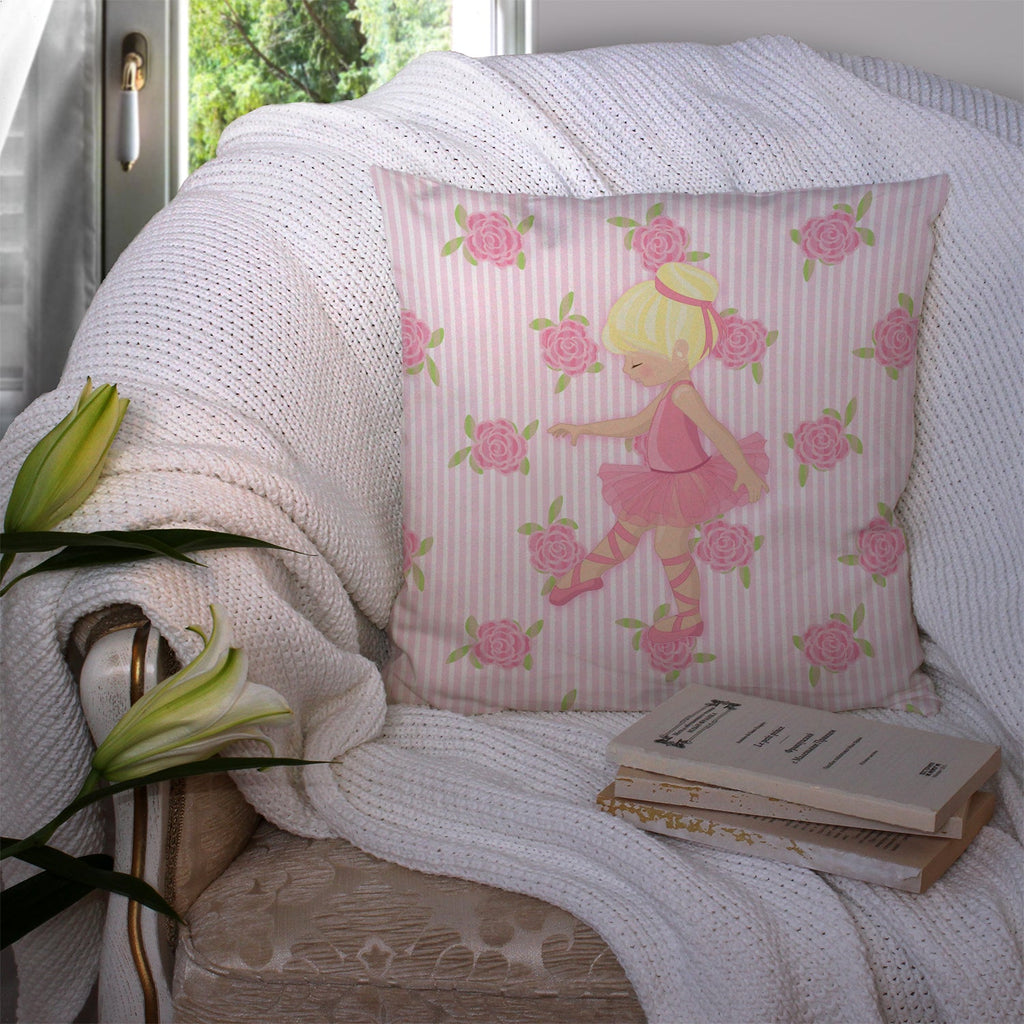 Ballerina Blonde Point Decorative Throw Pillow 14x14 Indoor Outdoor Accent Cushion, Fabric Cover with Insert for Sofa, Bed, Porch & Living Room