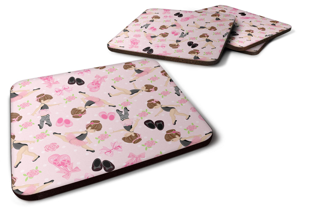 Ballerinas and Roses Foam Coasters Set of 4 Cup Coasters for Indoor Outdoor, Tabletop Protection, Anti Slip, Mouse pad Material