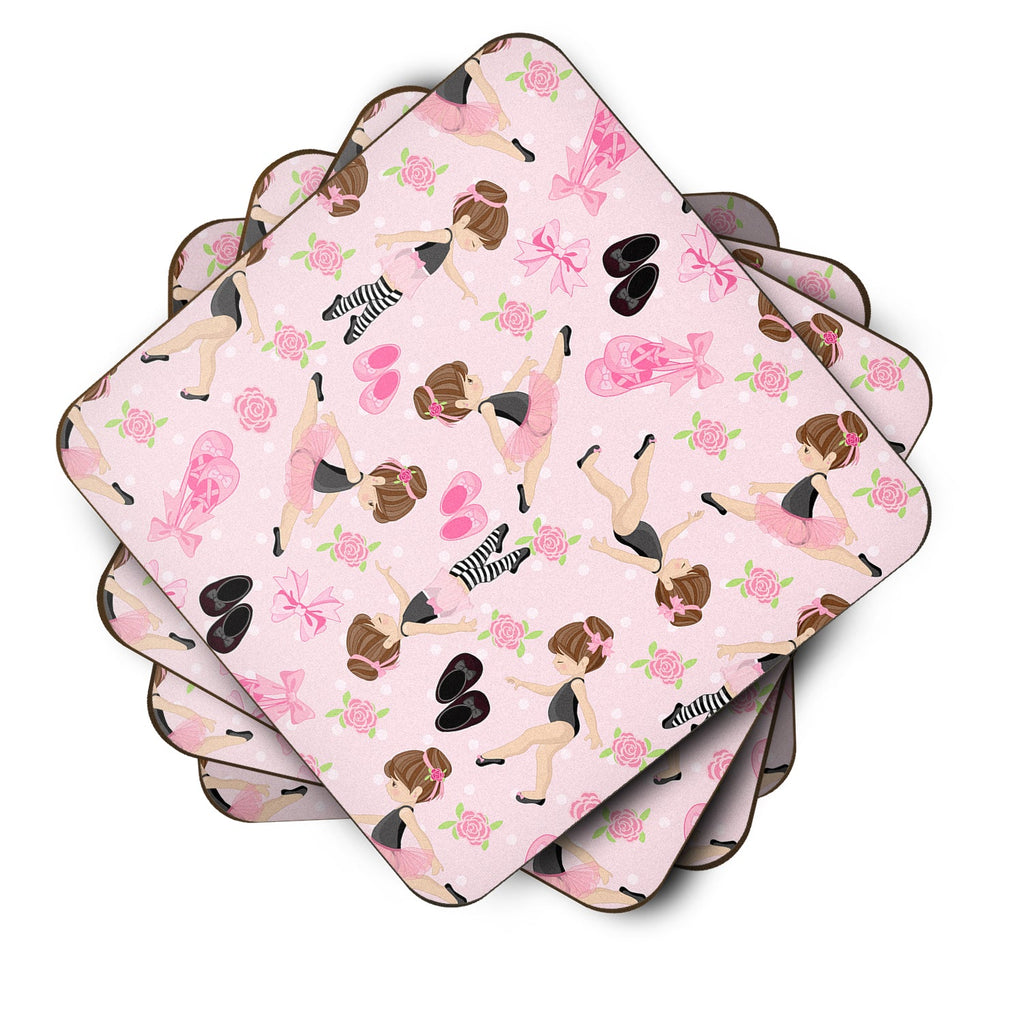 Ballerinas and Roses Foam Coasters Set of 4 Cup Coasters for Indoor Outdoor, Tabletop Protection, Anti Slip, Mouse pad Material
