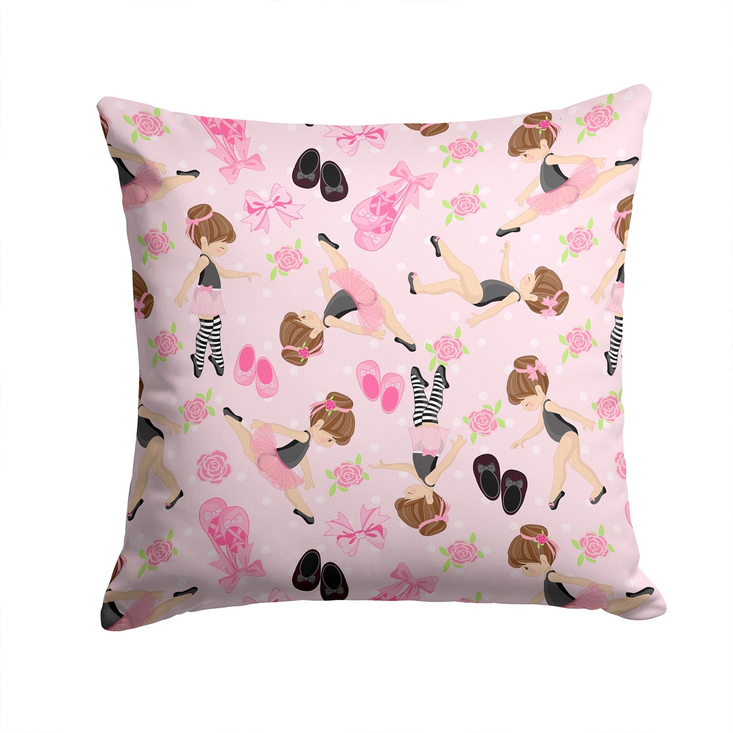 Ballerinas and Roses Decorative Throw Pillow 14x14 Indoor Outdoor Accent Cushion, Fabric Cover with Insert for Sofa, Bed, Porch & Living Room