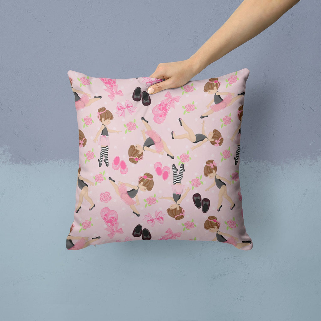 Ballerinas and Roses Decorative Throw Pillow 14x14 Indoor Outdoor Accent Cushion, Fabric Cover with Insert for Sofa, Bed, Porch & Living Room