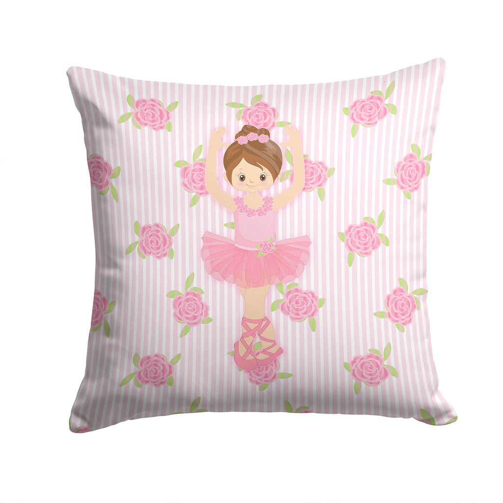 Ballerina Brunette Front Pose Decorative Throw Pillow 14x14 Indoor Outdoor Accent Cushion, Fabric Cover with Insert for Sofa, Bed, Porch & Living Room