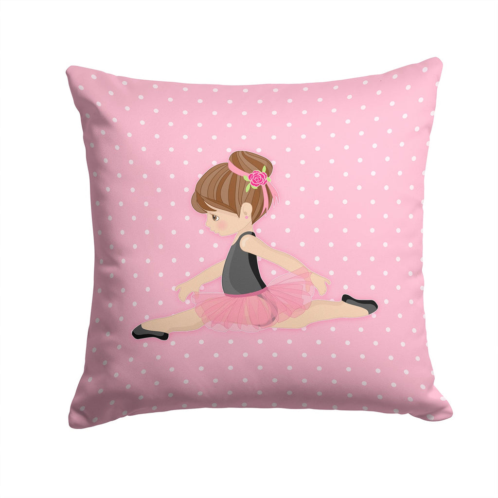 Ballerina Brunette Jete Decorative Throw Pillow 14x14 Indoor Outdoor Accent Cushion, Fabric Cover with Insert for Sofa, Bed, Porch & Living Room