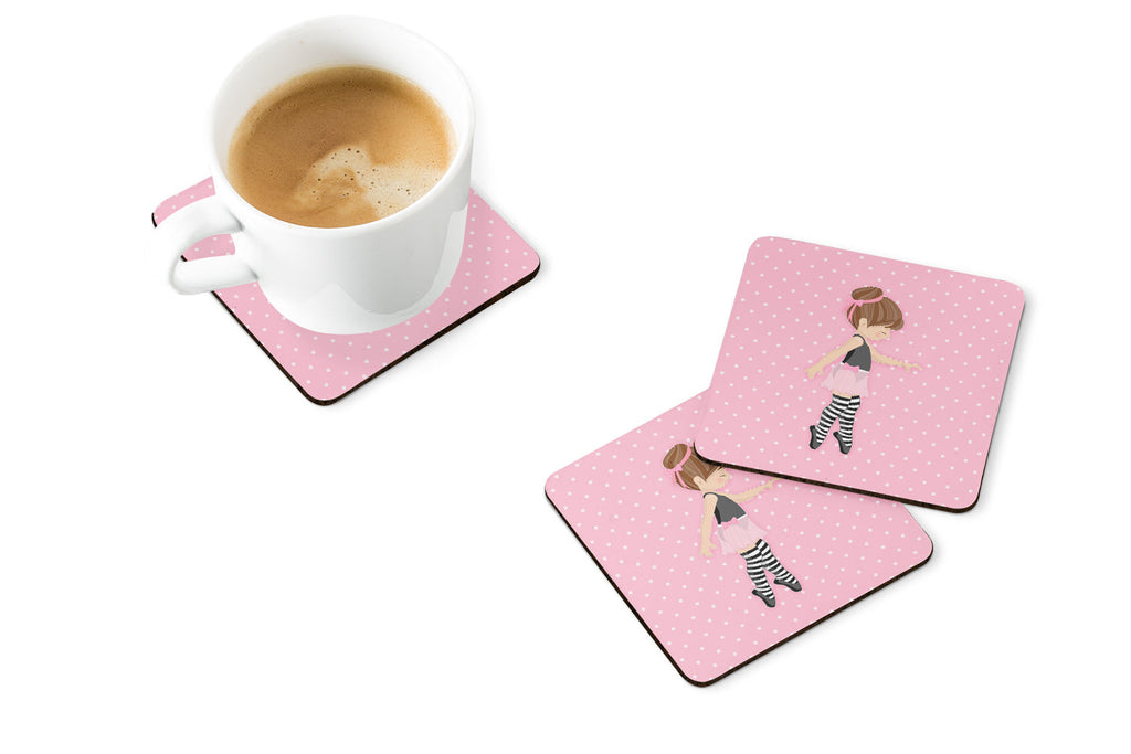 Ballerina Brunette Releve Foam Coasters Set of 4 Cup Coasters for Indoor Outdoor, Tabletop Protection, Anti Slip, Mouse pad Material
