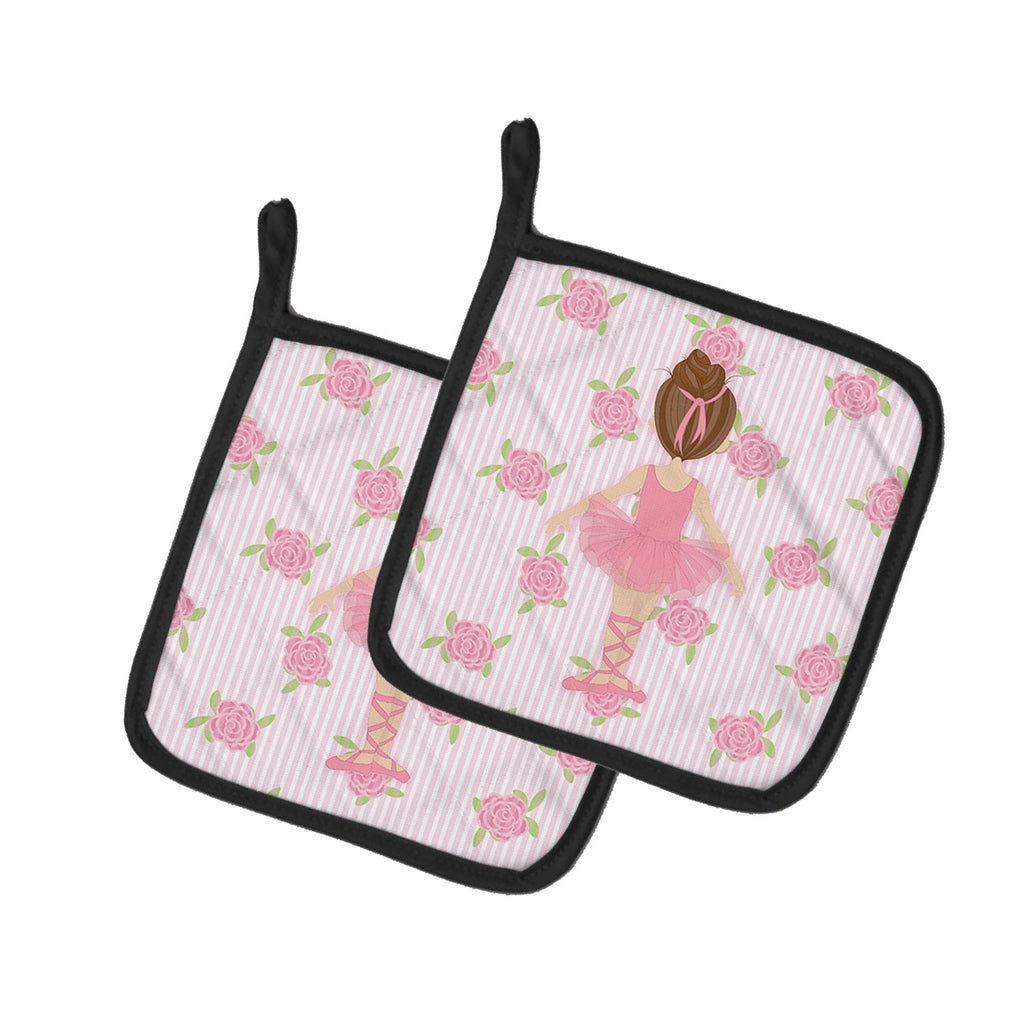 Ballerina Brunette Back Pose Pot Holder Set of 2 Heat Resistant Quilted Hot Pads 7.5 x 7.5 Inch, Insulated Kitchen Trivets for Cooking & Baking