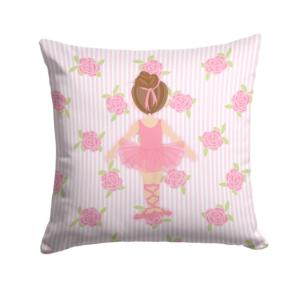 Ballerina Brunette Back Pose Decorative Throw Pillow 14x14 Indoor Outdoor Accent Cushion, Fabric Cover with Insert for Sofa, Bed, Porch & Living Room