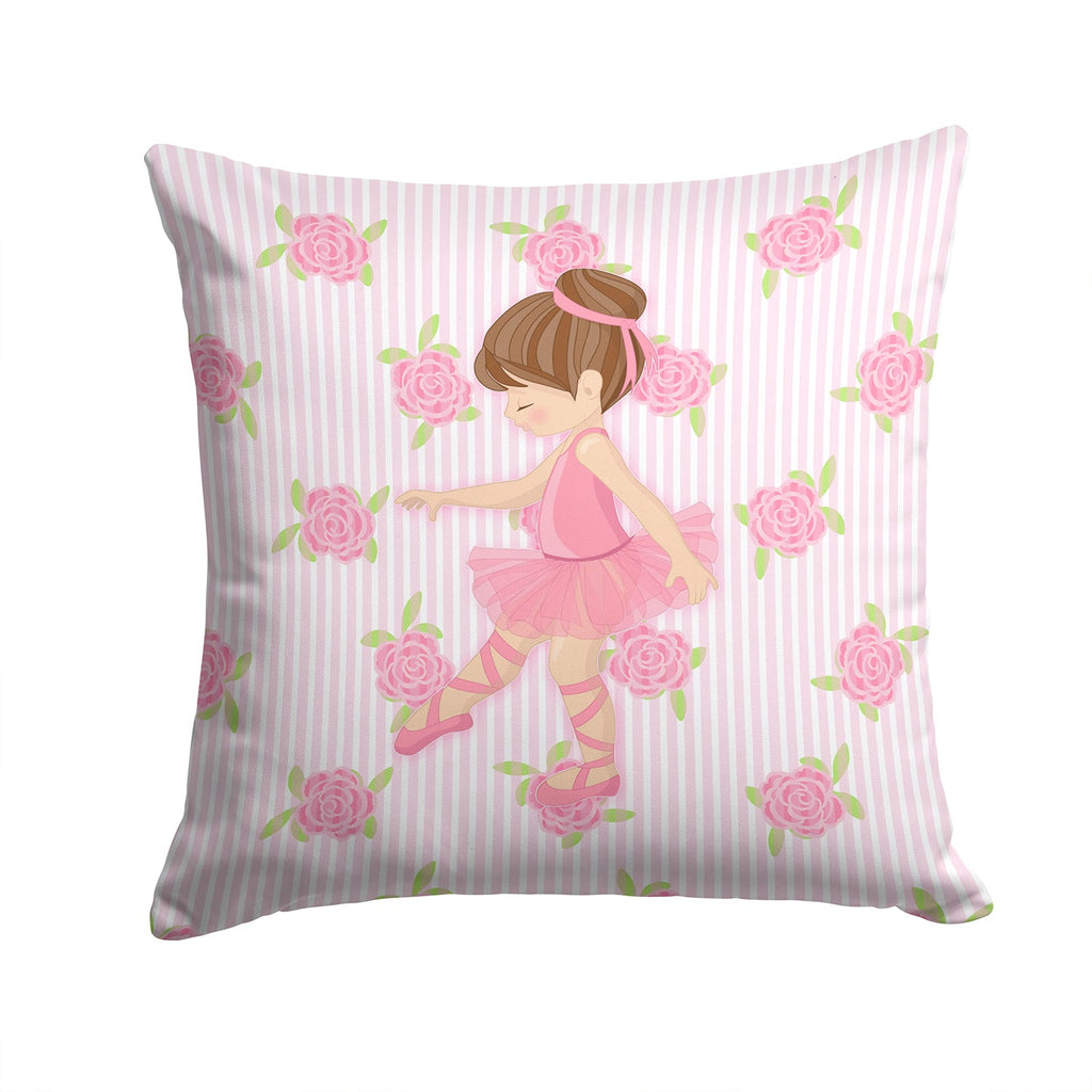 Ballerina Brunette Point Decorative Throw Pillow 14x14 Indoor Outdoor Accent Cushion, Fabric Cover with Insert for Sofa, Bed, Porch & Living Room