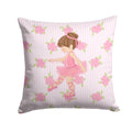 Ballerina Brunette Point Decorative Throw Pillow 14x14 Indoor Outdoor Accent Cushion, Fabric Cover with Insert for Sofa, Bed, Porch & Living Room