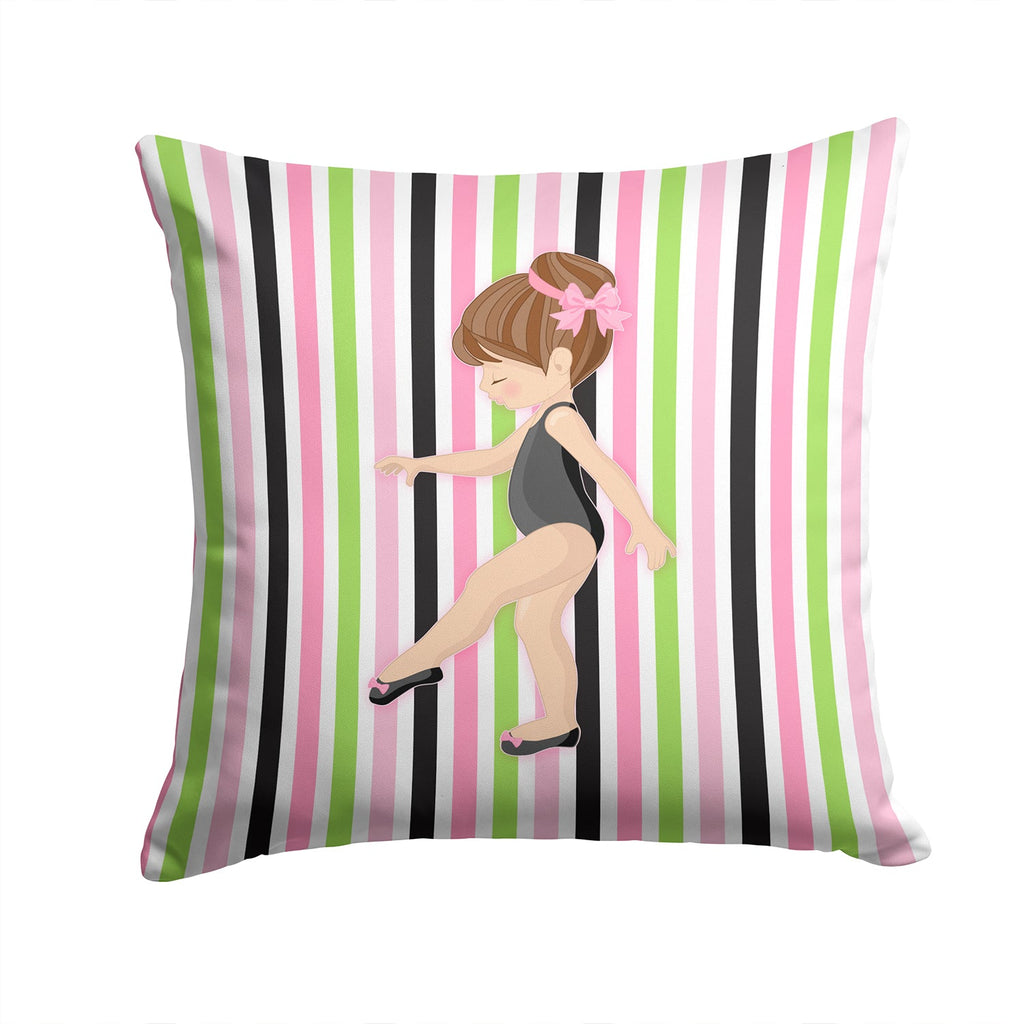 Ballerina Brunette Point Decorative Throw Pillow 14x14 Indoor Outdoor Accent Cushion, Fabric Cover with Insert for Sofa, Bed, Porch & Living Room