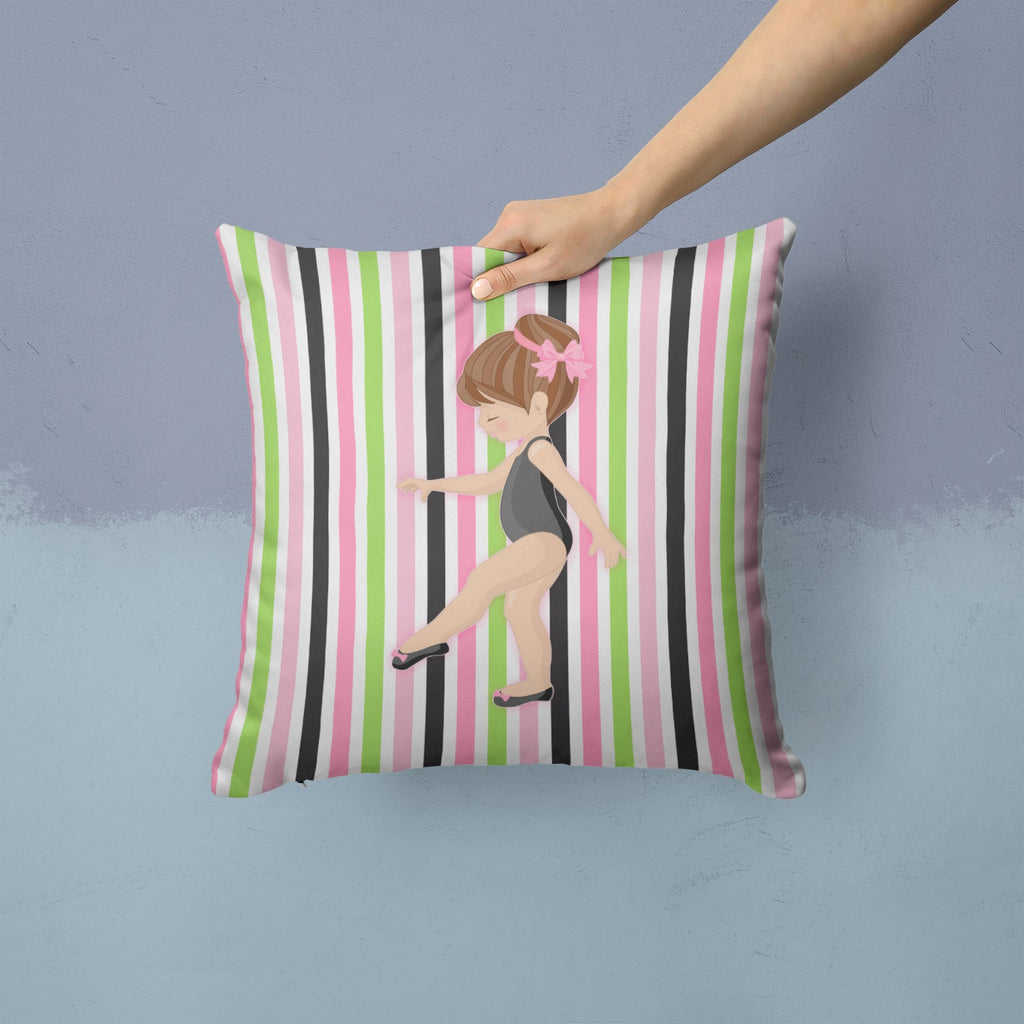 Ballerina Brunette Point Decorative Throw Pillow 14x14 Indoor Outdoor Accent Cushion, Fabric Cover with Insert for Sofa, Bed, Porch & Living Room