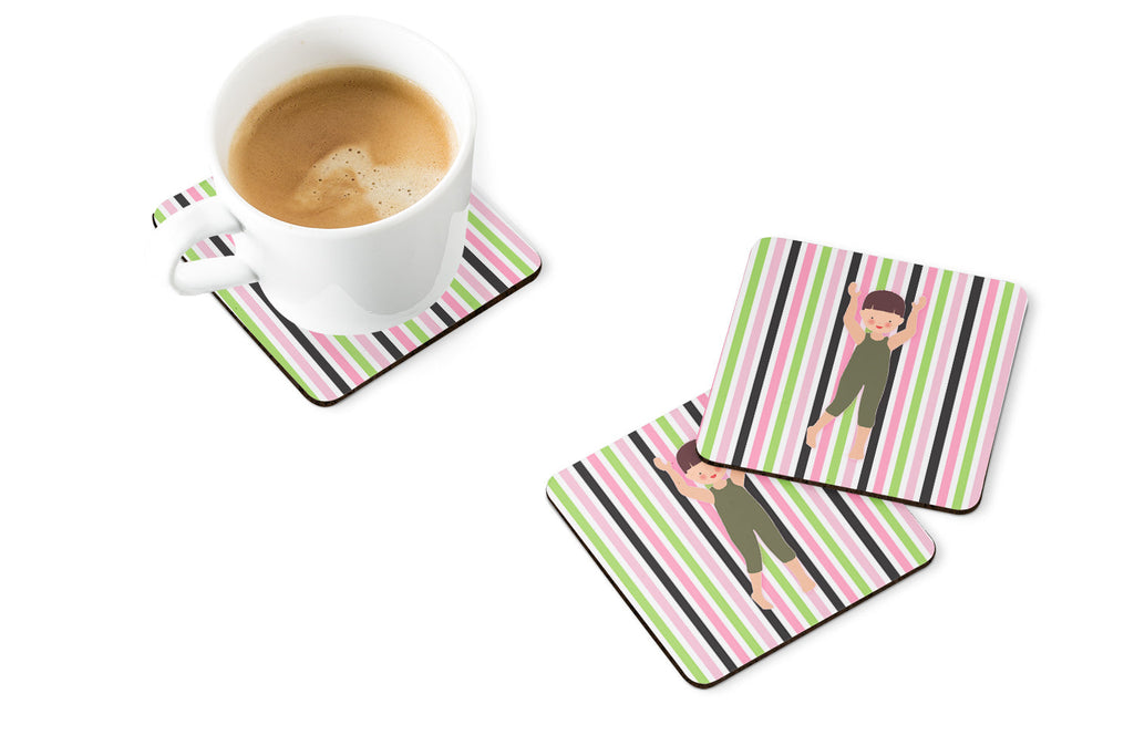 Dancer Arms Up Bikatard Foam Coasters Set of 4 Cup Coasters for Indoor Outdoor, Tabletop Protection, Anti Slip, Mouse pad Material