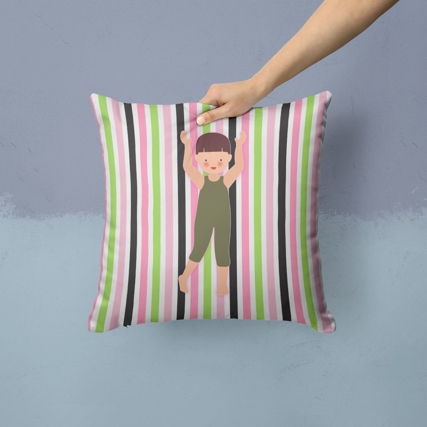 Dancer Arms Up Bikatard Decorative Throw Pillow 14x14 Indoor Outdoor Accent Cushion, Fabric Cover with Insert for Sofa, Bed, Porch & Living Room