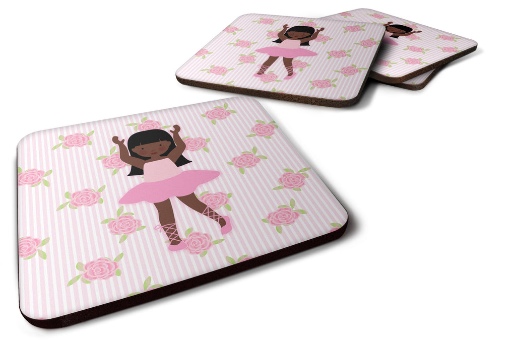 Ballerina African American Long Hair Foam Coasters Set of 4 Cup Coasters for Indoor Outdoor, Tabletop Protection, Anti Slip, Mouse pad Material
