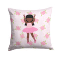 Ballerina African American Long Hair Decorative Throw Pillow 14x14 Indoor Outdoor Accent Cushion, Fabric Cover with Insert for Sofa, Bed, Porch & Living Room