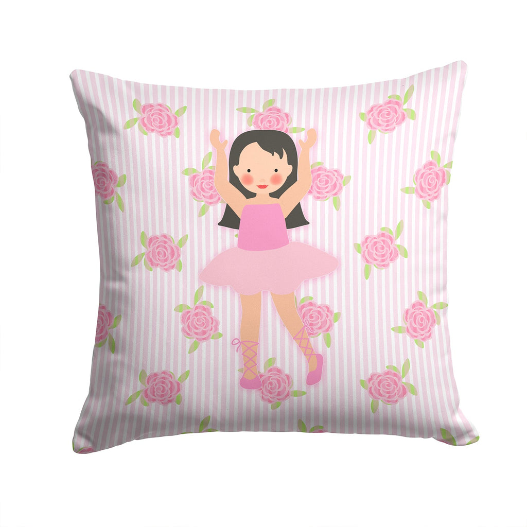 Ballerina Long Dark Hair Decorative Throw Pillow 14x14 Indoor Outdoor Accent Cushion, Fabric Cover with Insert for Sofa, Bed, Porch & Living Room