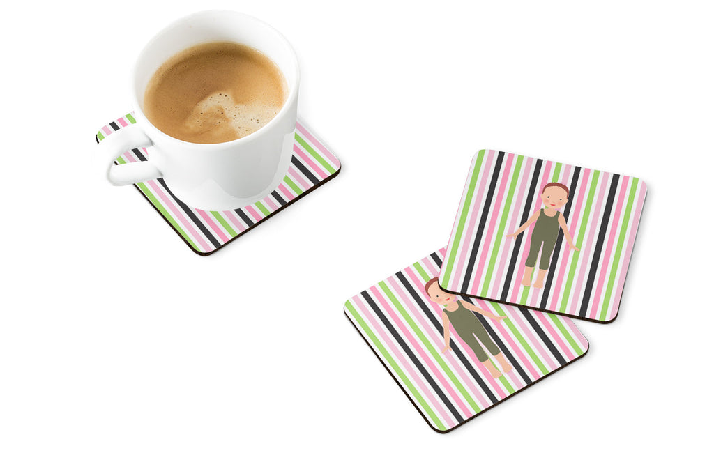 Dancer Bikatard Flexed Hands Foam Coasters Set of 4 Cup Coasters for Indoor Outdoor, Tabletop Protection, Anti Slip, Mouse pad Material