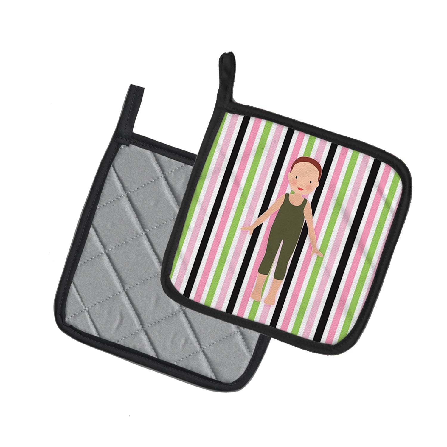 Dancer Bikatard Flexed Hands Pot Holder Set of 2 Heat Resistant Quilted Hot Pads 7.5 x 7.5 Inch, Insulated Kitchen Trivets for Cooking & Baking