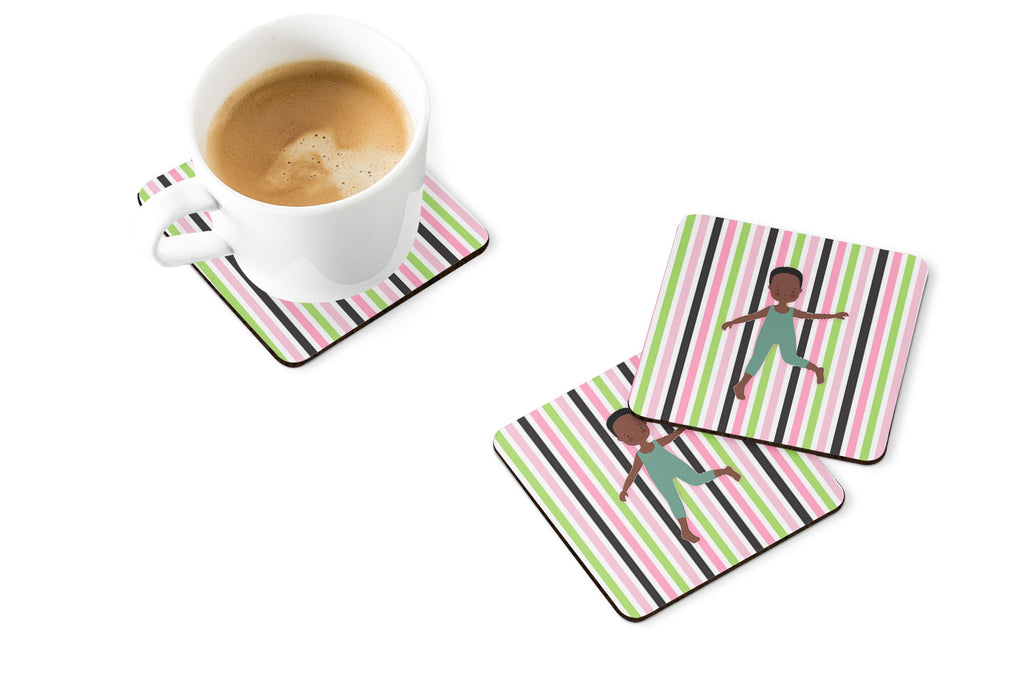 Dancer Bikatard African American Foam Coasters Set of 4 Cup Coasters for Indoor Outdoor, Tabletop Protection, Anti Slip, Mouse pad Material