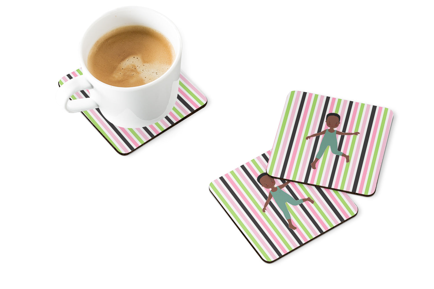 Dancer Bikatard African American Foam Coasters Set of 4 Cup Coasters for Indoor Outdoor, Tabletop Protection, Anti Slip, Mouse pad Material