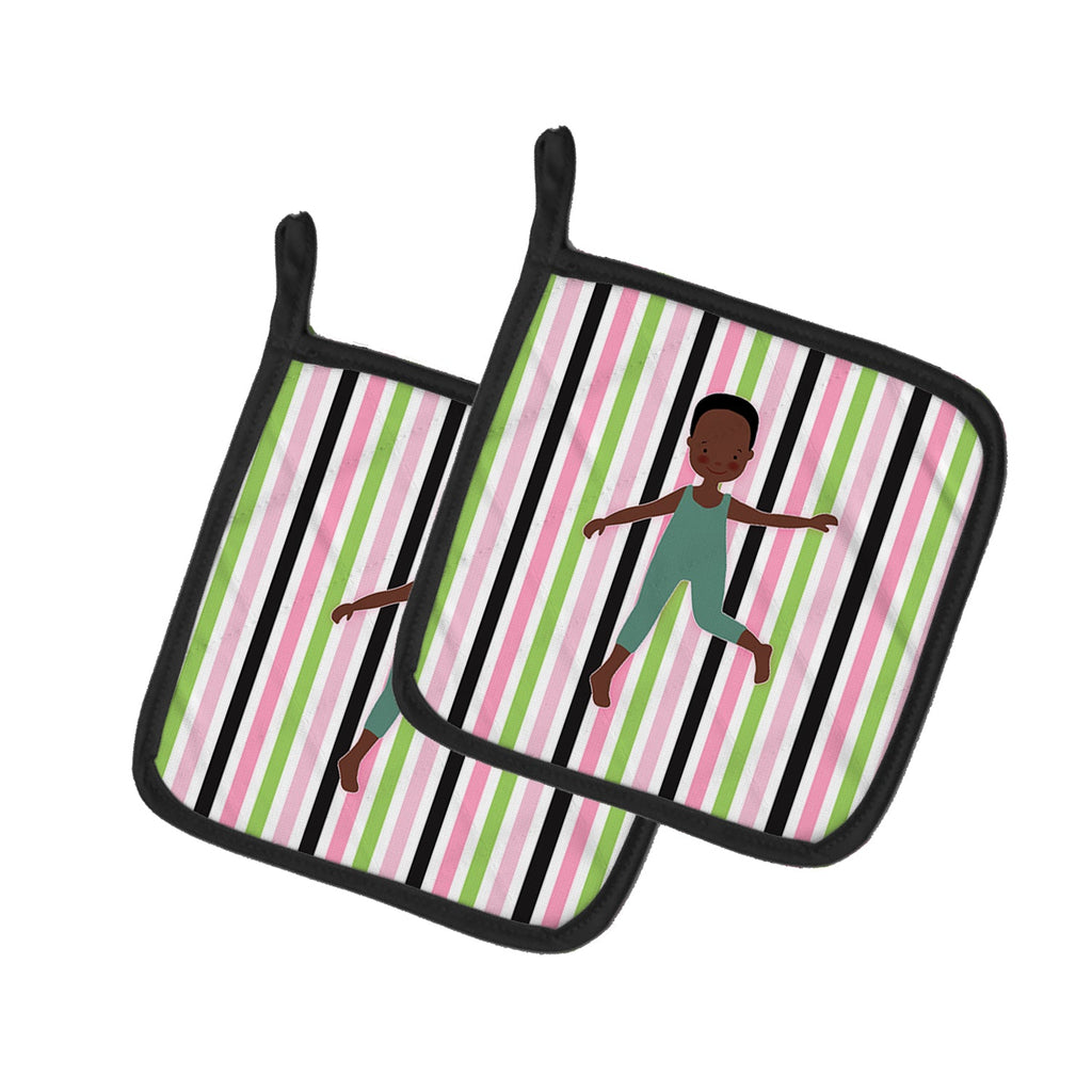 Dancer Bikatard African American Pot Holder Set of 2 Heat Resistant Quilted Hot Pads 7.5 x 7.5 Inch, Insulated Kitchen Trivets for Cooking & Baking