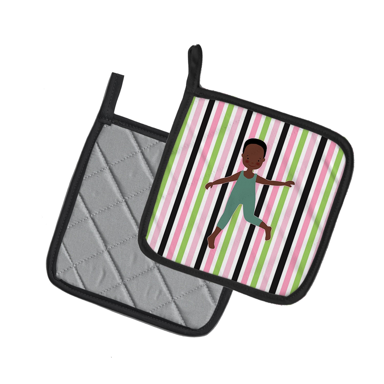 Dancer Bikatard African American Pot Holder Set of 2 Heat Resistant Quilted Hot Pads 7.5 x 7.5 Inch, Insulated Kitchen Trivets for Cooking & Baking