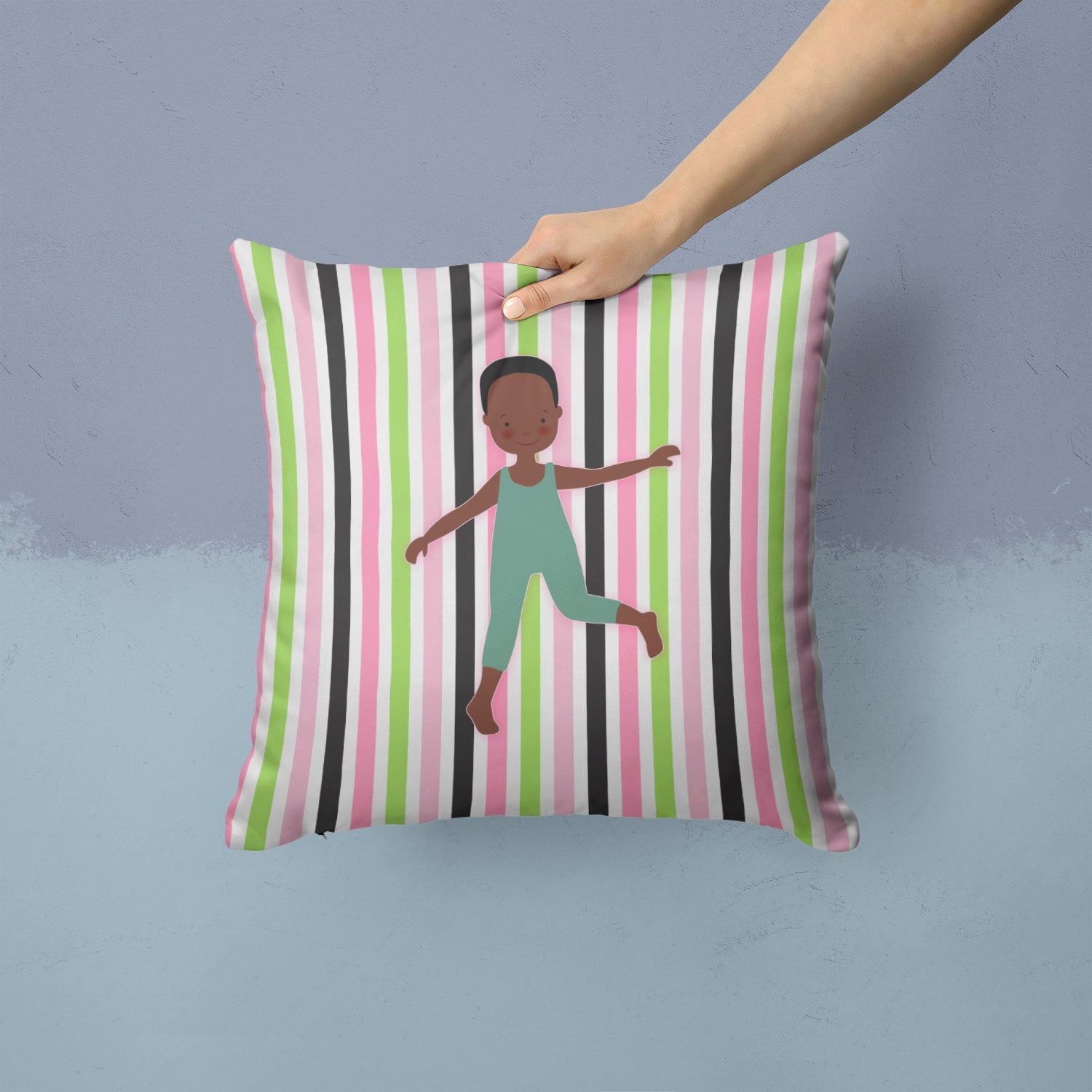 Dancer Bikatard African American Decorative Throw Pillow 14x14 Indoor Outdoor Accent Cushion, Fabric Cover with Insert for Sofa, Bed, Porch & Living Room