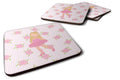 Ballerina Long Haired Blonde Foam Coasters Set of 4 Cup Coasters for Indoor Outdoor, Tabletop Protection, Anti Slip, Mouse pad Material