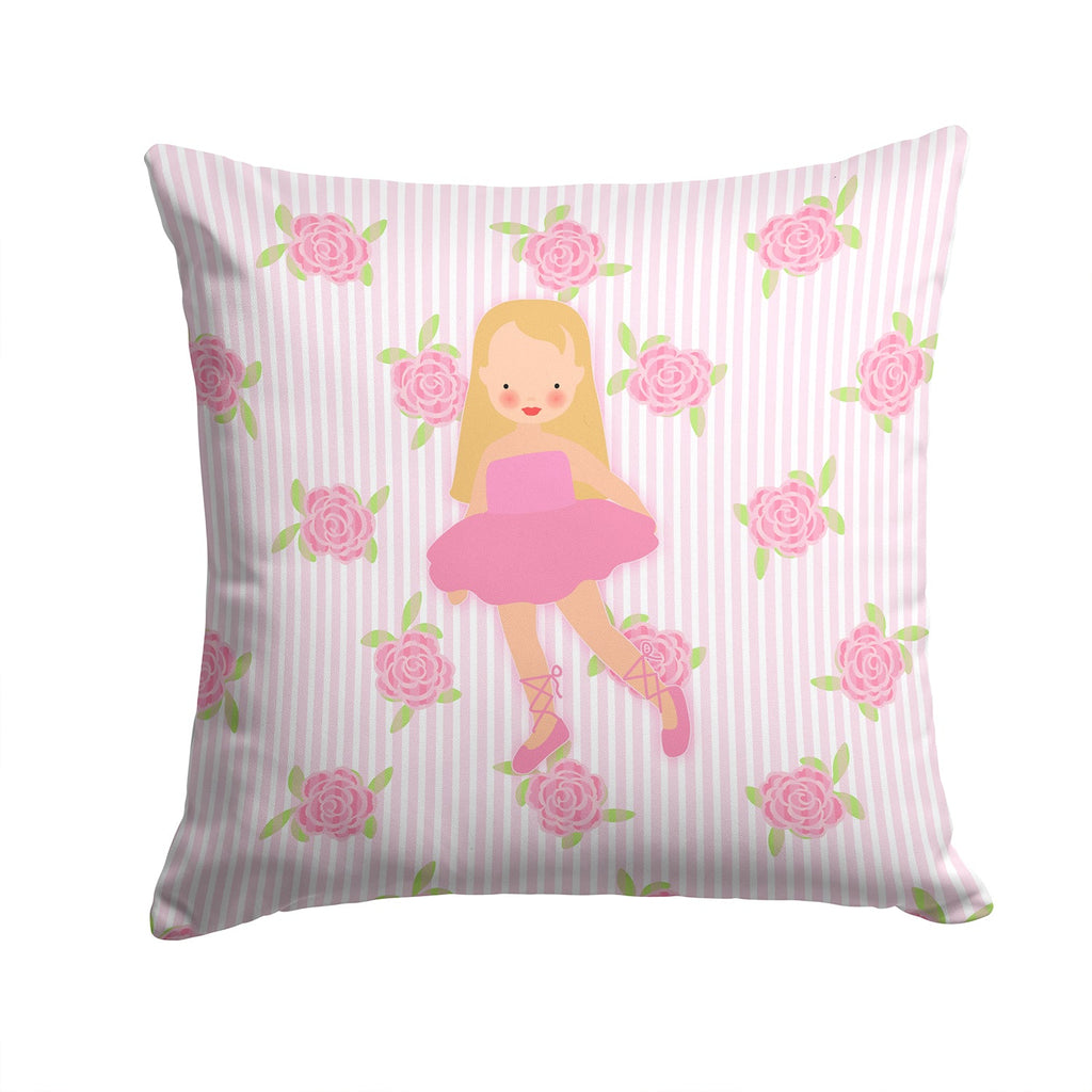 Ballerina Long Haired Blonde Decorative Throw Pillow 14x14 Indoor Outdoor Accent Cushion, Fabric Cover with Insert for Sofa, Bed, Porch & Living Room